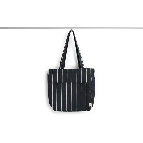 Outdoor Market Tote Bag Medium Black With Beige Stripe