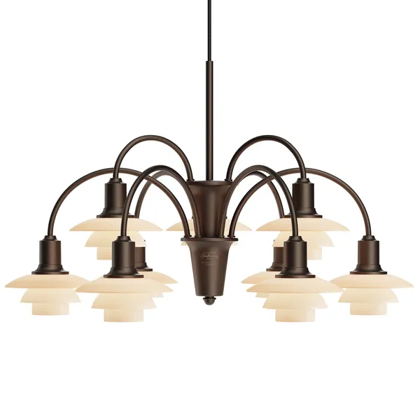 PH 1/1 Ljuskrona Med 9 Armar Centenary Edition Aged Brass / Dusty Terracotta