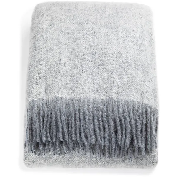 Mohair Pledd 130x170 cm Hvit / Skiffer Melange