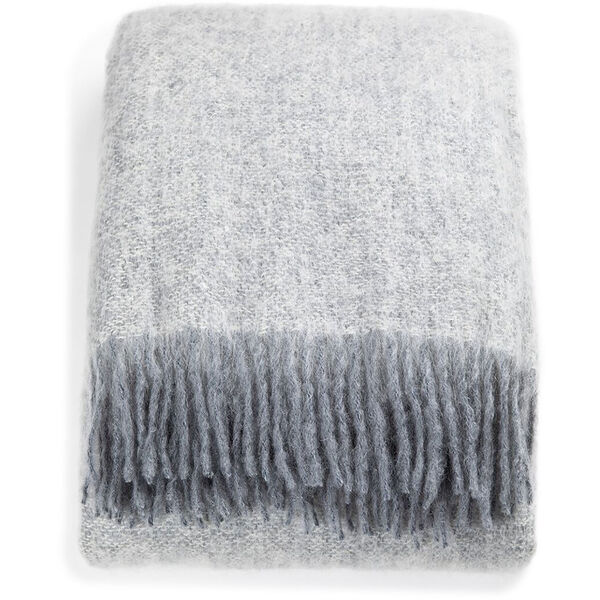 Mohair Pledd 130x170 cm Hvit / Skiffer Melange