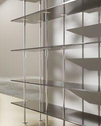 Keen Hyldesystem Med 6 Hylder 160 cm Satinpoleret Rustfrit stål / Tonet Glas