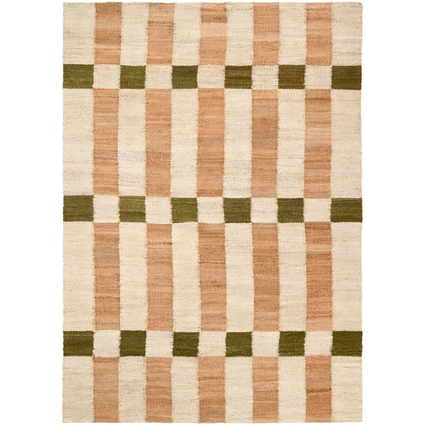 Checks Jutematta Natur / Grön 200x300 cm