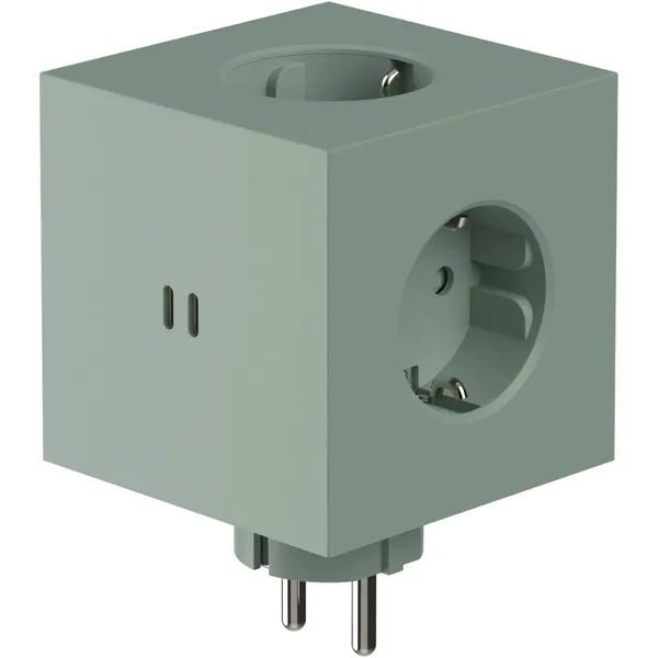 Square 2 Socket Extender With USB-C / Magnet Oak Green