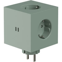 Square 2 Socket Extender With USB-C / Magnet Oak Green