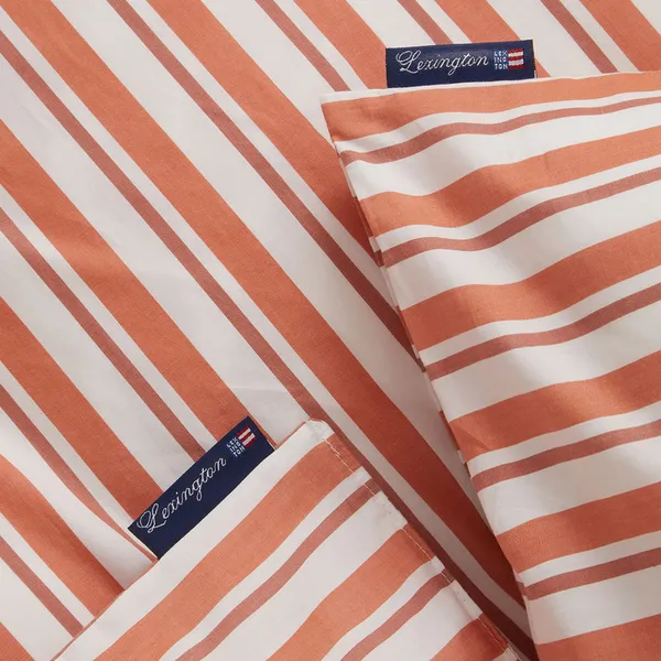 Striped Cotton Poplin Sengesett 220x220 + 50x60x2 cm Terra