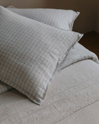 Gingham Sky Blue Muslin Örngott 50x60 cm