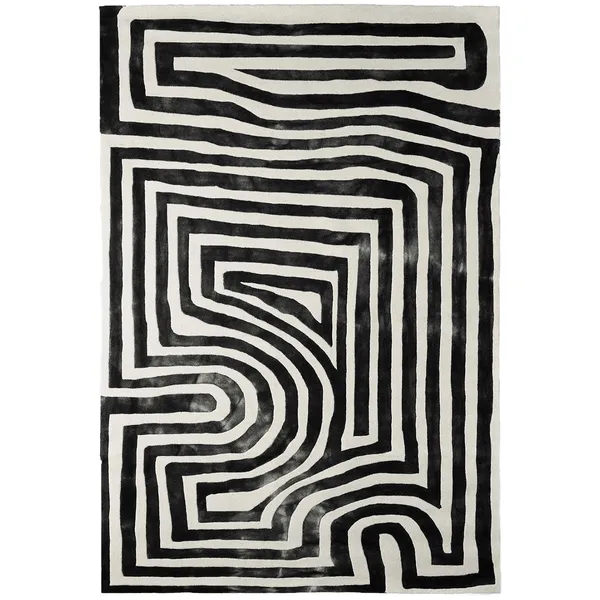 Psychedelic Labyrinth Rug Charcoal