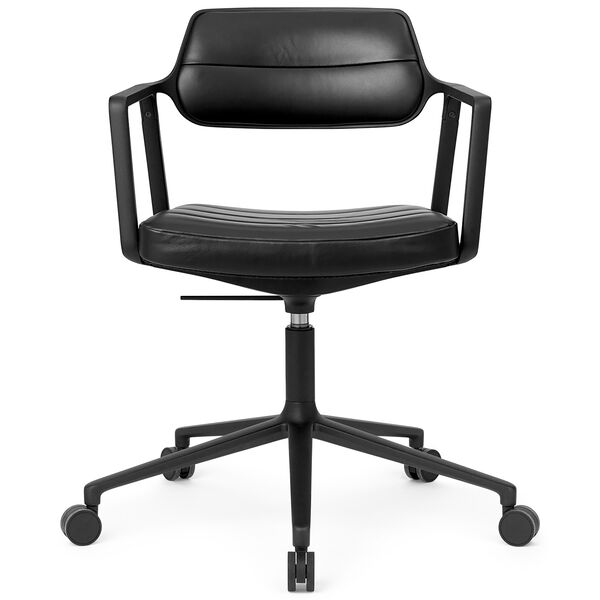 453+ Drejestol Med hjul Black Leather