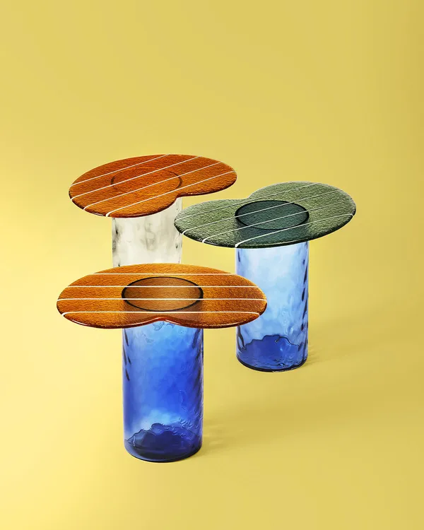 Striche Side Table Orange / Transparent
