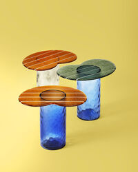 Striche Side Table Orange / Transparent