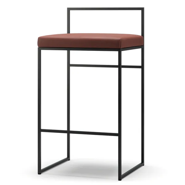 Barstol Med Ryggstöd 80 cm Svart / Brunt Läder