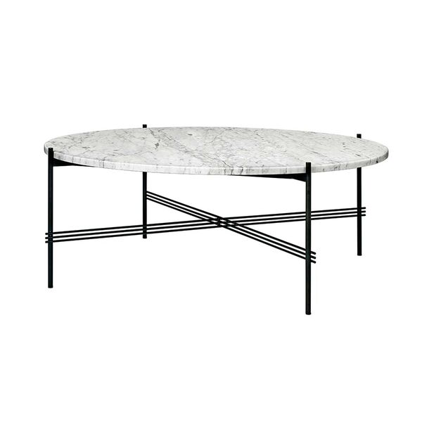 Ts Soffbord Ø105 cm Svart/Vit Marmor