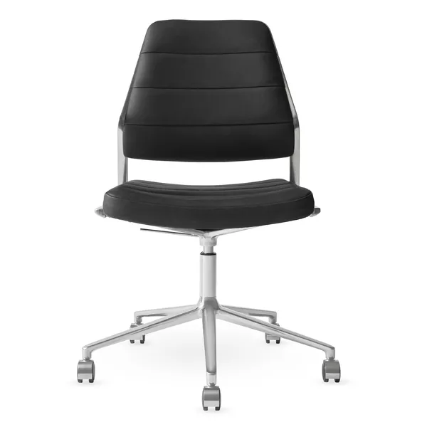 454+ Swivel Chair With wheels Black Leather