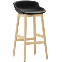 Hyg Barstol 75 cm Svart Skinn / Eik