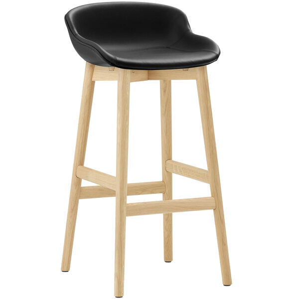 Hyg Barstol 75 cm Svart Läder / Ek