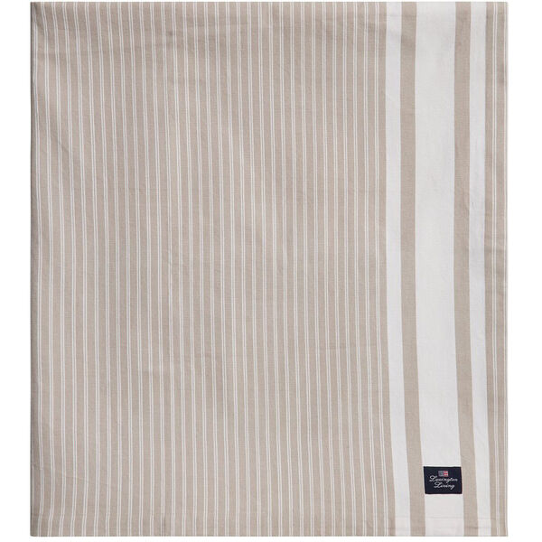 Icons Striped Organic Cotton Oxford Duk 150x350 cm Beige / Hvit