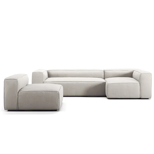 Grand 4-Seter Sofa Divan Høyre med Lenestol Moon White