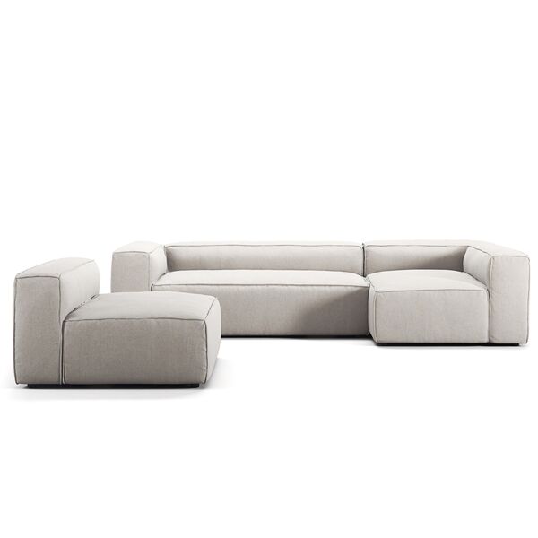 Grand 4-Seter Sofa Divan Høyre med Lenestol Moon White