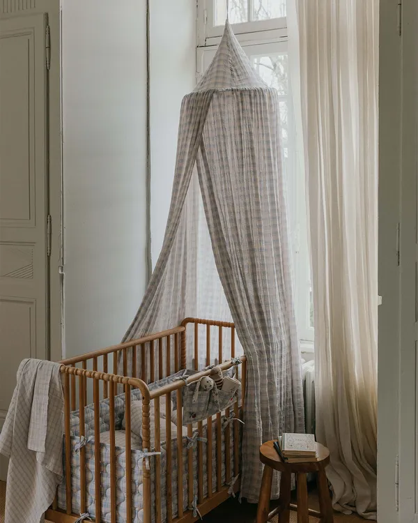 Plaid Sky Blue Sengelomme Quiltet