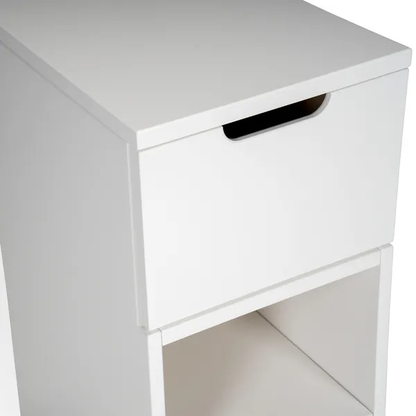 Aoko Bedside Table High 1 Drawer White Nattbord Hvit 1 Skuffer