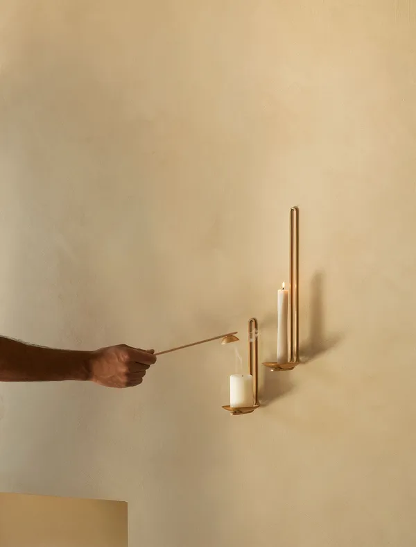 Clip Väggljushållare 34 cm Mässing