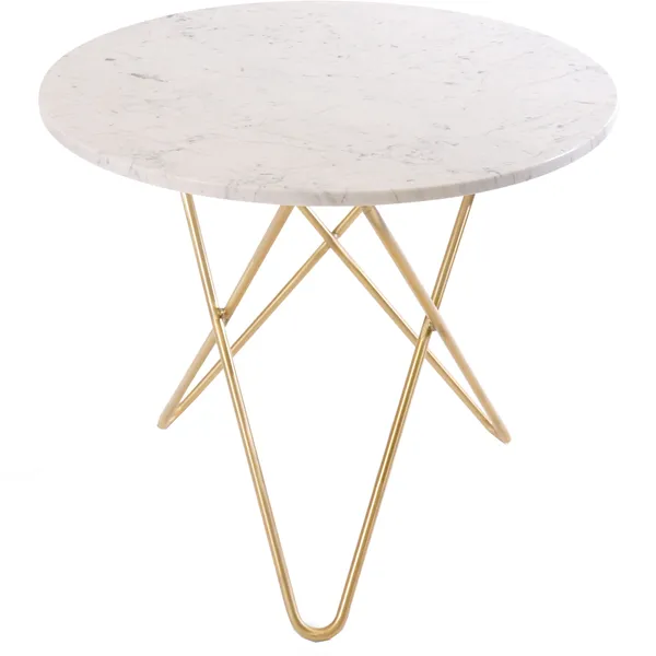 O Dining Table Matbord Ø100 cm Mässing/Vit marmor