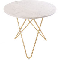 O Dining Table Matbord Ø100 cm Mässing/Vit marmor