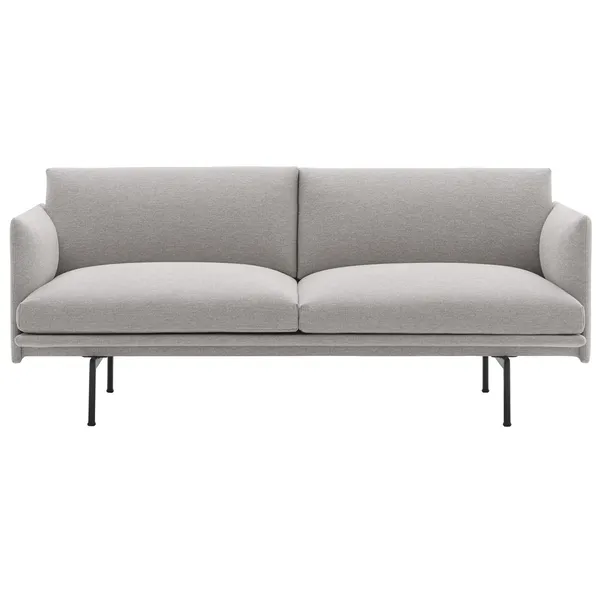 Outline Sofa 2-seters Clay 12 / Sort Aluminium