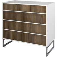 Line Burned Walnut Kommode 3+3 Skuffer Hvid / Krom