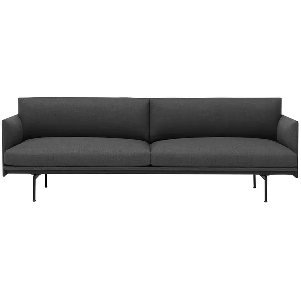 Outline Sofa 3-seters Sort Aluminium / Remix 163