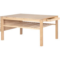 Klassik 4C Sofabord med Foldeplade & Skuffe 75x110 cm Hvidolieret Egetræ