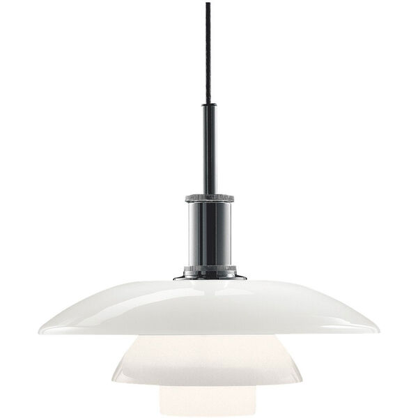 PH 4 1/2-4 Glass Pendel forkrom høyglans/Opalhvit
