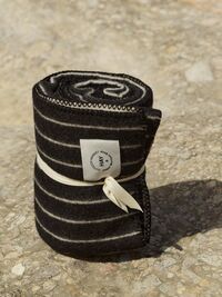 Outdoor Market Throw 130x180 cm Black With Beige Stripe