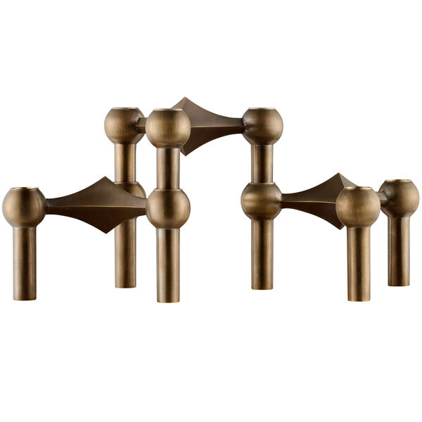 Nagel Lysestage 3 dele Bronzeret Messing