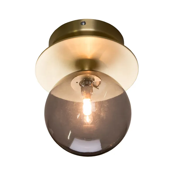 Art Deco Vegg-/Taklampe Røykfarget / Messing