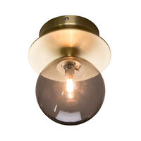 Art Deco Vegg-/Taklampe Røykfarget / Messing