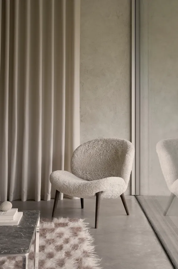 Lodge Lenestol Lav Rygg Mørk Eik / Curly 09 Off-White