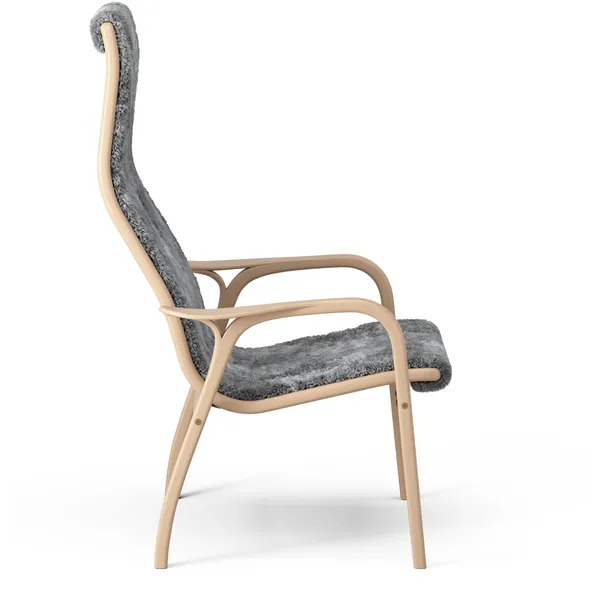 Lamino Lenestol med Fotskammel Saueskinn Scandinavian Grey / Lakkert Bøk