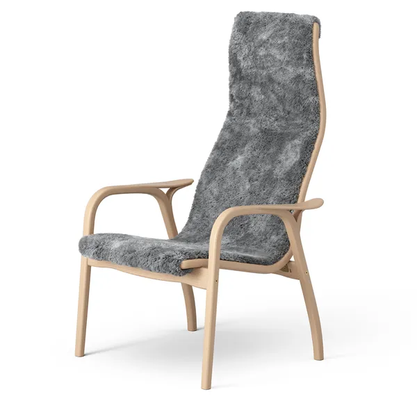 Lamino Lenestol med Fotskammel Saueskinn Scandinavian Grey / Lakkert Bøk