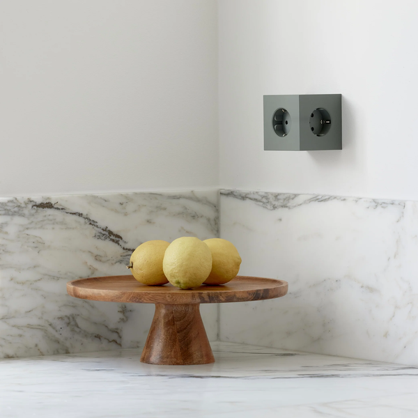 Square 2 Socket Extender With USB-C / Magnet Oak Green
