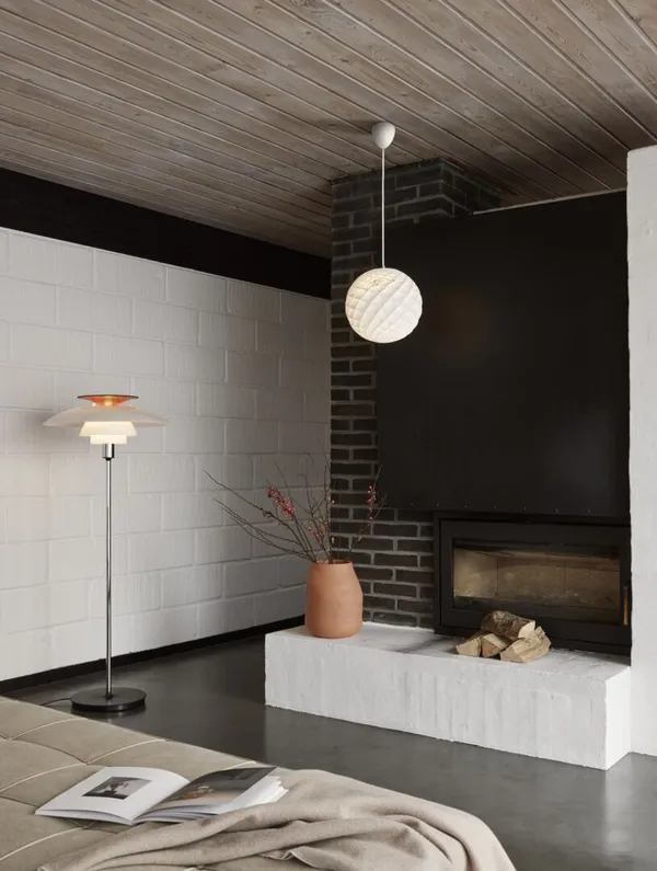 PH 80 Golvlampa Utan Dimmer Vit Opal Akryl / Krom