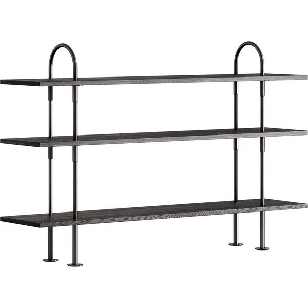 Keen Hyllsystem Med 3 Hyllplan 160 cm Svart Mässing / Svartbrunbetsad Ask