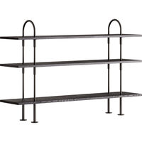Keen Hyllsystem Med 3 Hyllplan 160 cm Svart Mässing / Svartbrunbetsad Ask