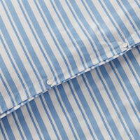 Striped Cotton Poplin Sengesæt 220x220 + 50x60x2 cm Blåt