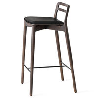 484 Cabin Counter Chair Dark Oak / Black Leather