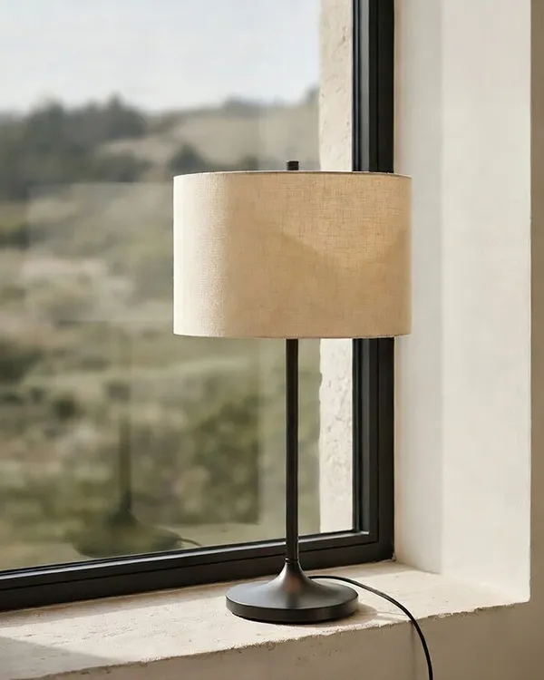 Soft Bordlampe Metallisk Bronze / Linen Natural