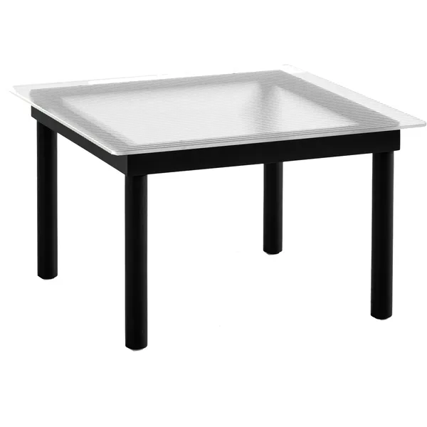 Kofi Sidebord 60x60 cm Sort Vannbasert Lakkert Eik / Riflet Glass