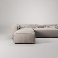 Grand 4-Sitssoffa Divan Vänster öppet avslut Med Fotpall Minetyg Sandshell Beige