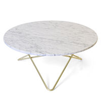 Large O Table Soffbord Ø100 cm Mässing/Vit marmor