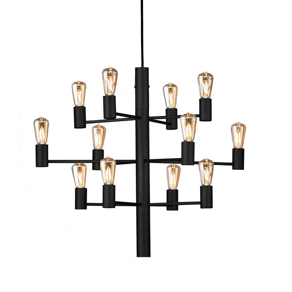 Manola 12 Lysekrone Dimmebar LED Svart